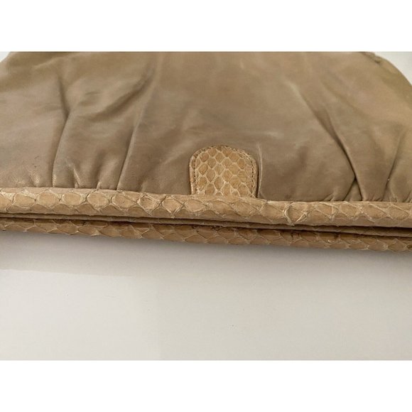 Vintage‎ Tan Morris Moskowitz Leather Reptile Convertible Clutch Crossbody Bag - Picture 6 of 12